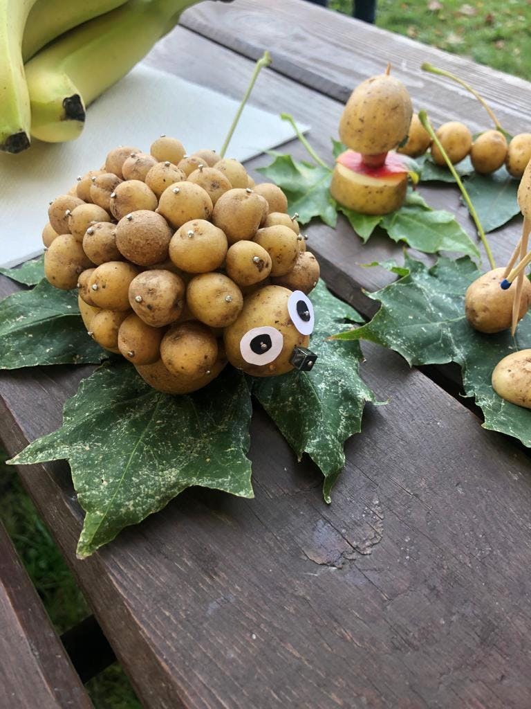 Święto pieczonego ziemniaka | Ziemniaczane cudaki na liściach wykonane przez wychowanków_.jpg